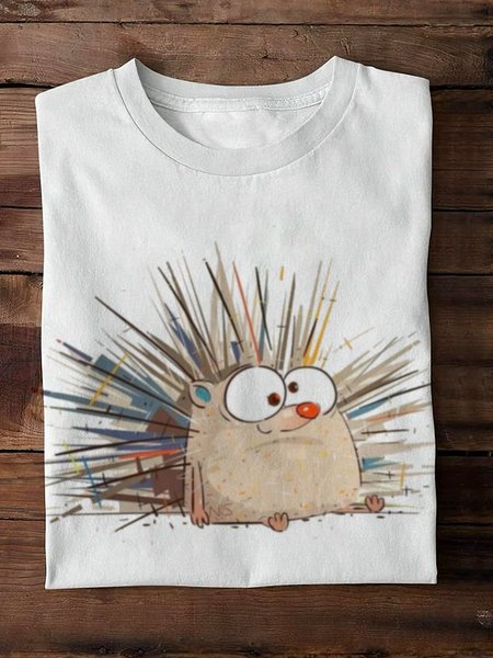 

Casual Animal Crew Neck Long Sleeve T-shirt, White, T-shirts