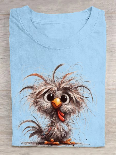 

Funny Chicken Cotton Casual T-Shirt, Sky blue, T-shirts