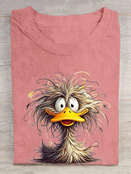 

Casual Animal Crew Neck Short Sleeve T-shirt, Pink, T-shirts