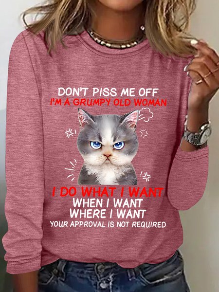 

Don't Piss Me Offi'm A Grumpy Old Woman Long Sleeve Shirt, Watermelon, Long sleeves