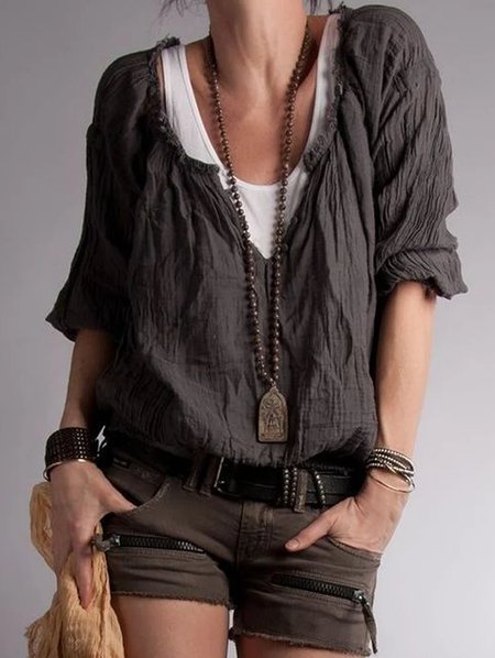 Casual Cotton Shirt, Cameo brown, Blouses & Shirts