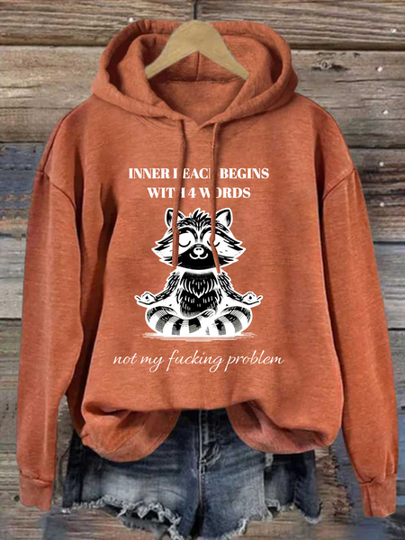 

Inner Peace Begins With 4 Words Not Ny Fucking Problem Loose Animal Casual Hoodie Hoodie, Orange, Hoodies&Sweatshirts