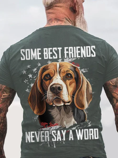 

Some Best Friends Never Say A Word BEST FRIEND BEAGLE Cotton T-shirt, Dark gray, T-shirts