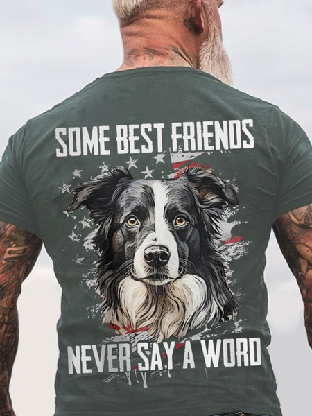 

Some Best Friends Never Say A Word BORDER COLLIE Cotton T-shirt, Dark gray, T-shirts