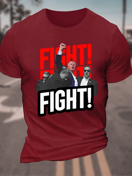 

Trump Shooting Failed Assassination Cotton Casual Crew Neck T-Shirt, Red, T-shirts