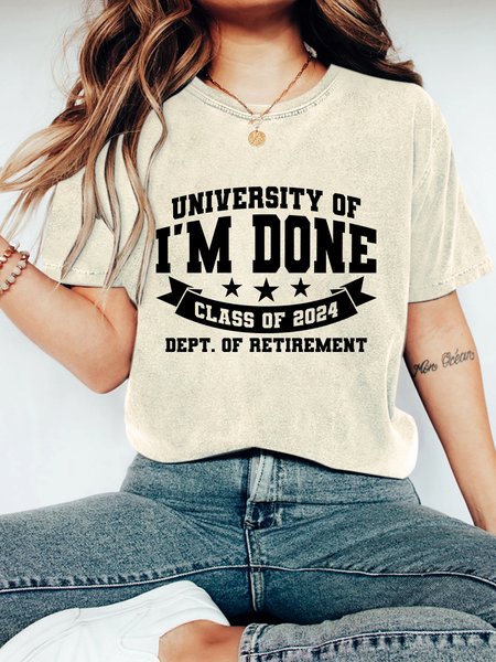 

University Of I'm Done Vintage Distressed Shirt, Off white, T-shirts