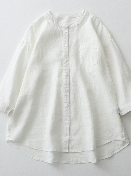 

Cotton Crew Neck Casual Abstract Shirt, White, Blouses & Shirts