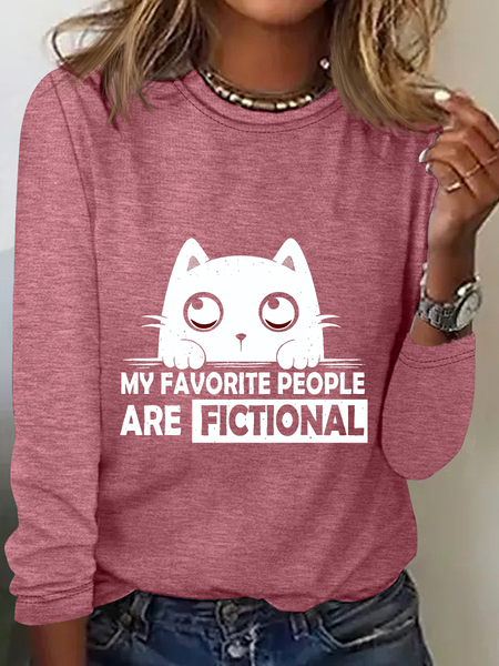 My Favorite People Are Fictional Long Sleeve Shirt, Watermelon, Long sleeves