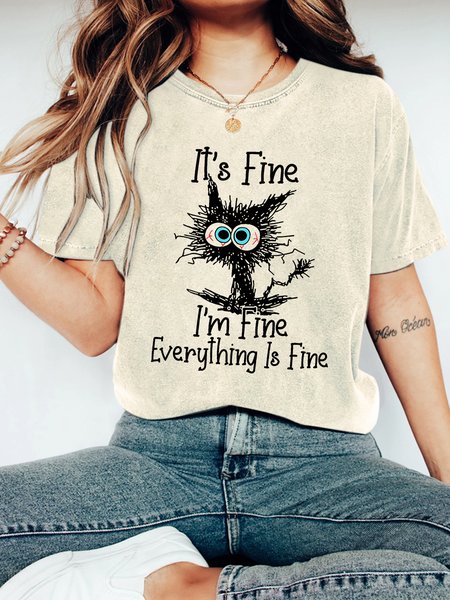 

It's Fine Everything Is Fine Vintage Distressed Shirt, Off white, T-shirts