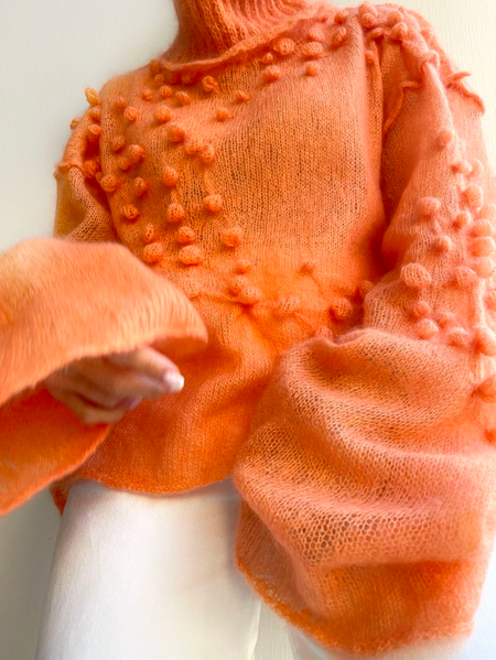 

Urban Regular Sleeve Loose Yarn/Wool Yarn Sweater, Light orange, Pullovers