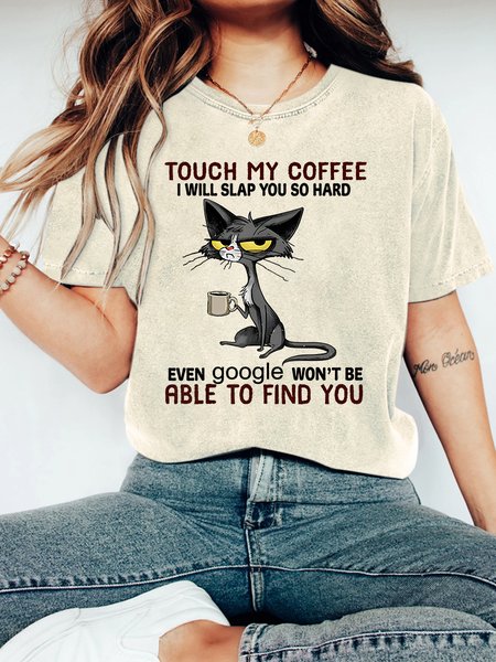 

Touch My Coffee Sarcastic Vintage Distressed Shirt, Off white, T-shirts