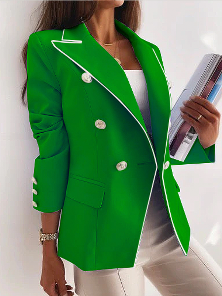 

Loose Urban Regular Sleeve Lapel Collar Long Sleeve Blazer, Green, Blazers