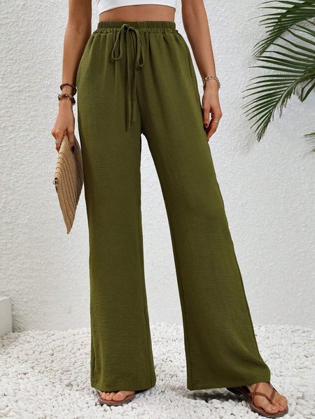 

Women's Trousers Daily Going Out Casual Cotton Plain Spring/Fall Pants, Army green, Pants