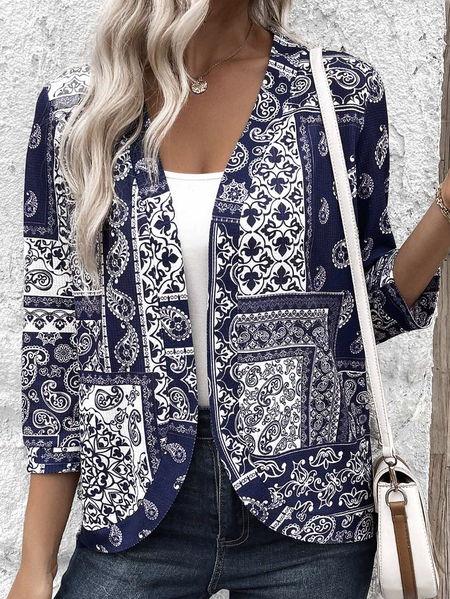 Women's Ethnic Buckle Regular Regular Fit Blazer, White, Blazers