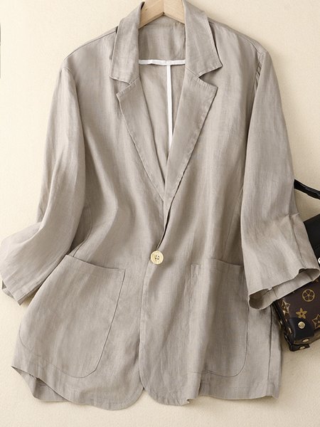 

Women's Plain Buckle Regular Loose Blazer, Light gray, Blazers