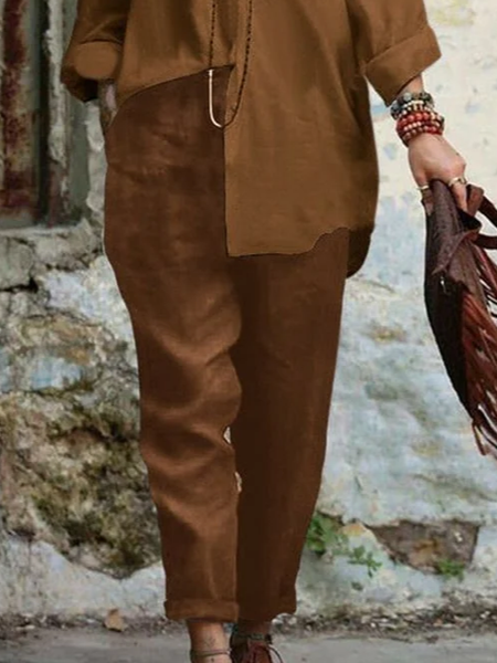 

Vacation Cotton Loose Pants, Coffee, Pants