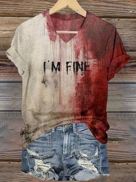 

Women's Short Sleeve Tee T-shirt Summer Text Letters Knitted V Neck Daily Going Out Casual Top Brown, T-Shirts