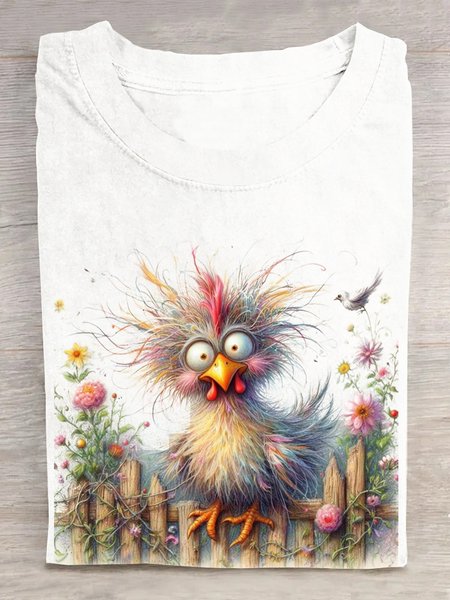 

Casual Turkey Loose Crew Neck T-Shirt, White, T-shirts