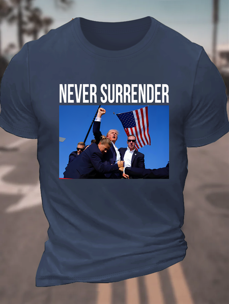 

Never Surrender Trump Cotton T-shirt, Navyblue, T-shirts
