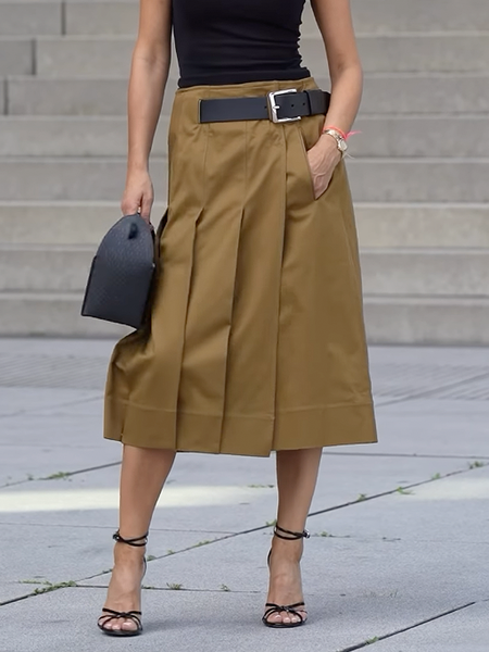 

Pocket Stitching Regular Fit Urban Skirt, Deep khaki, Skirts