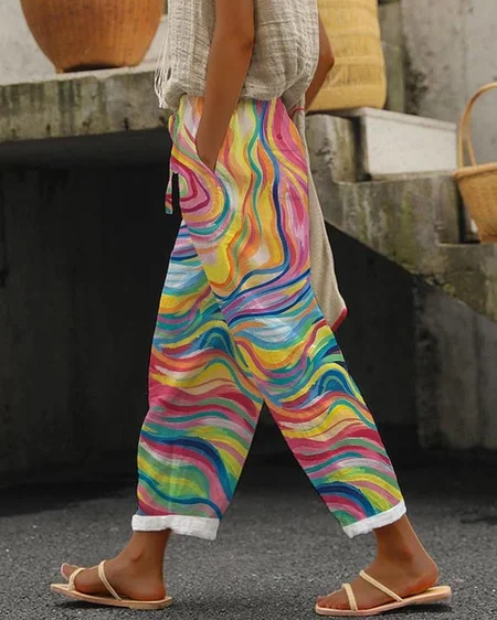 Casual Plaid Long Pant, Pink, Pants