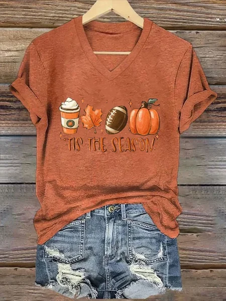 

Women's Tis The Season Print Text Letters Casual Crew Neck T-Shirt, Orange, T-shirts