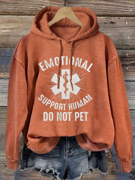 

Emotional Support Human Casual Loose Hoodie, Orange, Hoodies&Sweatshirts