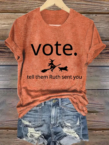 

Women's Vote Print Casual T-Shirt, Orange, T-shirts