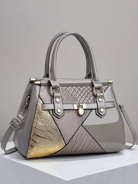 

Large Capacity Embossed Color Block Handbag Commuting Crossbody Bag, Gray, Bags