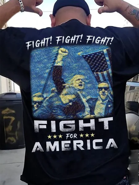 

Fight America Trump Cotton T-shirt, Black, T-shirts