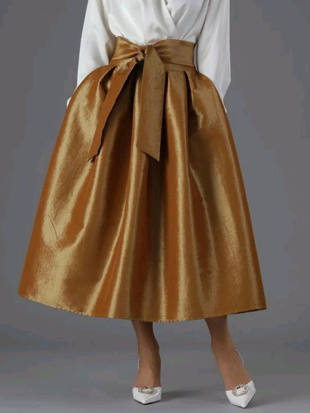 Pocket Stitching Elegant Loose Midi Skirt, As picture, Skirts