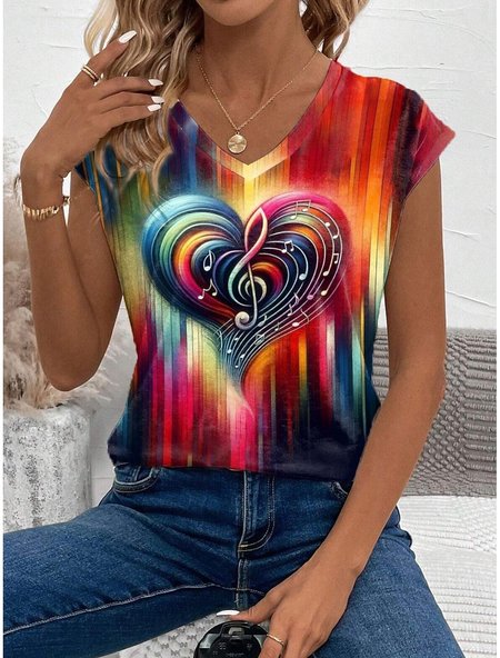 Women's Heart Cordate Knitted V Neck Daily Going Out Casual Top