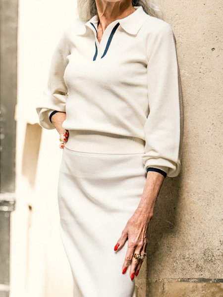 

Regular Sleeve Elegant Shawl Collar Regular Fit Sweater, Beige, Pullovers