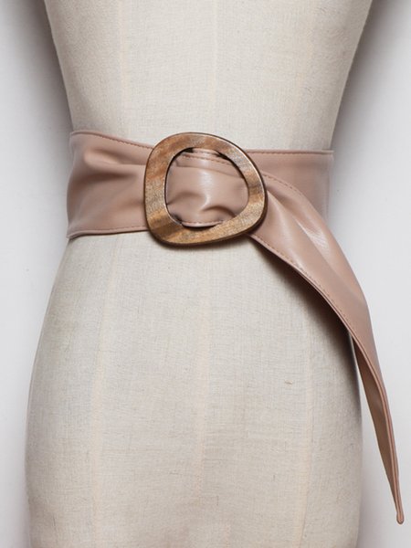 

Glamorous Irregular Wood Buckle Wide Belt, Khaki, Belts