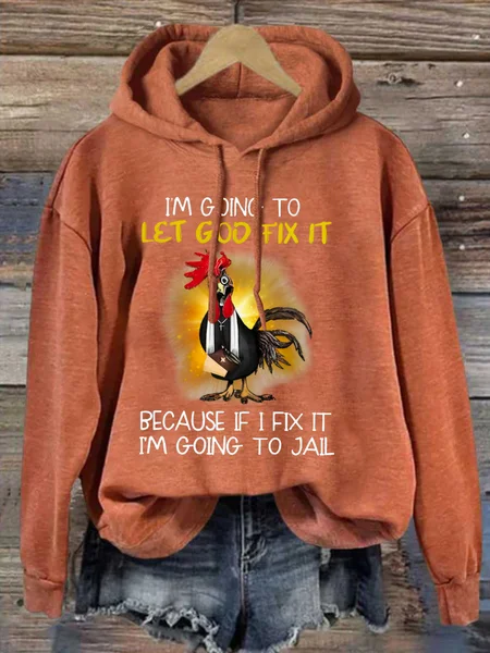 

Let God Fix It Text Letters Loose Casual Hoodie, Orange, Hoodies&Sweatshirts