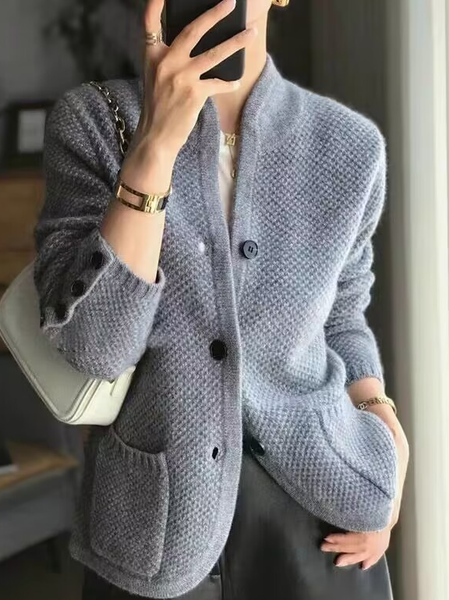 

Others Jersey Casual Loose Jacket, Gray, Outerwear