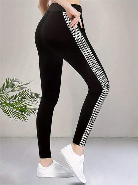 

Women's Casual Houndstooth All Season Long Leggings, Black-white, Leggings