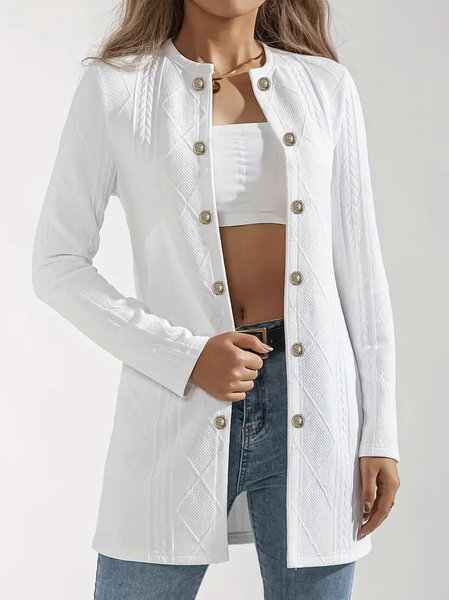 

Women's Plain Zipper Regular Loose Jacket, White, Jackets