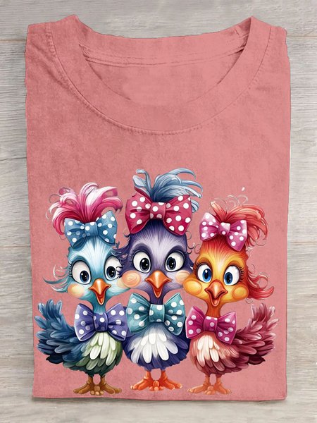 

Casual Turkey Crew Neck Short Sleeve T-shirt, Pink, T-shirts