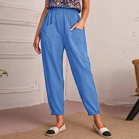 

Casual Plain Long Pant, Sky blue, Pants