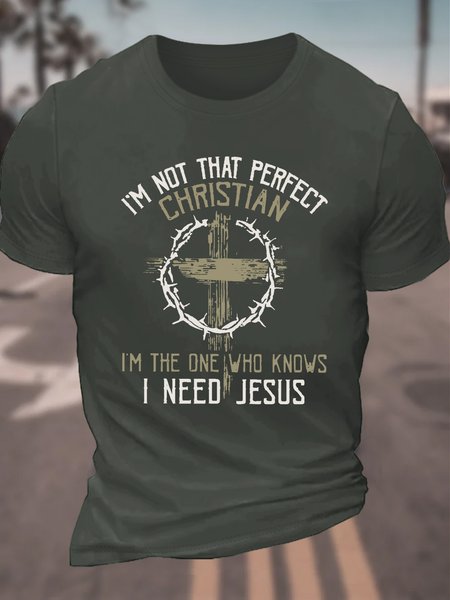 

I'm Not That Perfect Christian Men's Cotton T-Shirt, Dark gray, T-shirts
