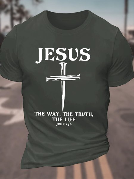

Jesus The Way, The Truth The Life Men's Cotton T-Shirt, Dark gray, T-shirts