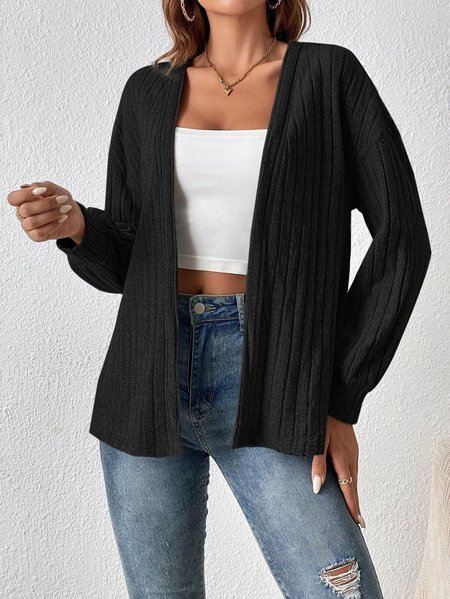 

Women's Spring/Fall Outerwear Casual Zipper Plain Long Sleeve Jacket, Black, Jackets