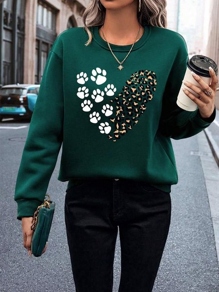 

Casual Crew Neck Animal Sweatshirt, Darkgreen, Hoodies & Sweatshirts