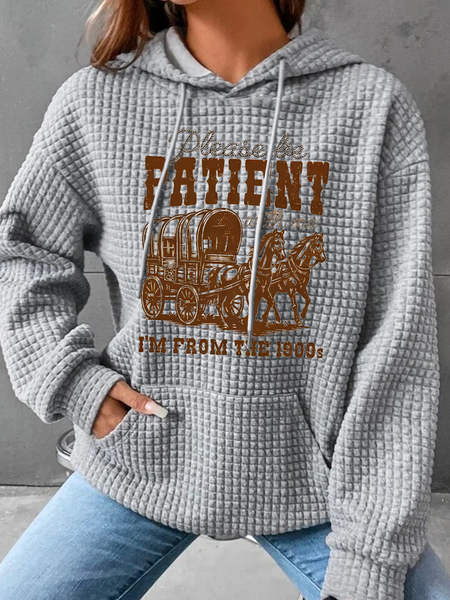 

Please Be Patient With Me I'm From The 1900s Simple Loose Hoodie, Gray, Hoodies&Sweatshirts