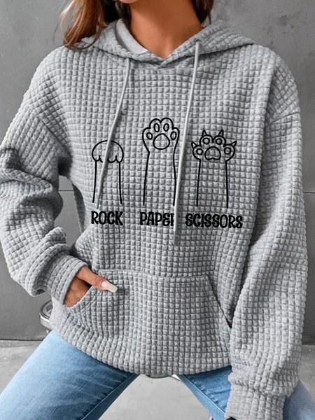

Rock Paper Scissors Simple Loose Hoodie, Gray, Hoodies&Sweatshirts