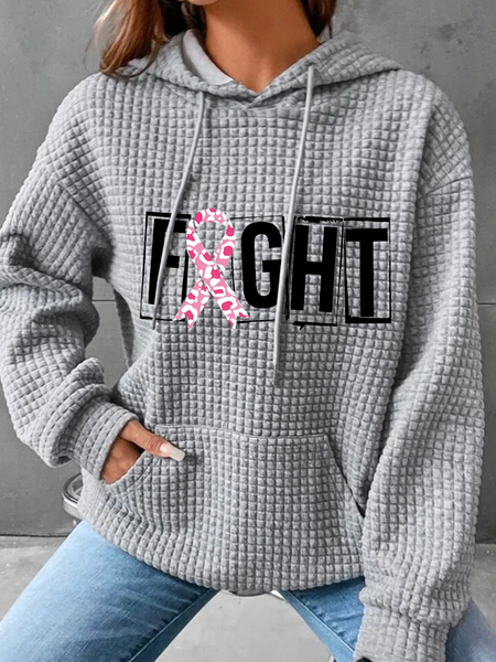 

Breast Cancer Fight Cancer Simple Loose Hoodie, Gray, Hoodies&Sweatshirts
