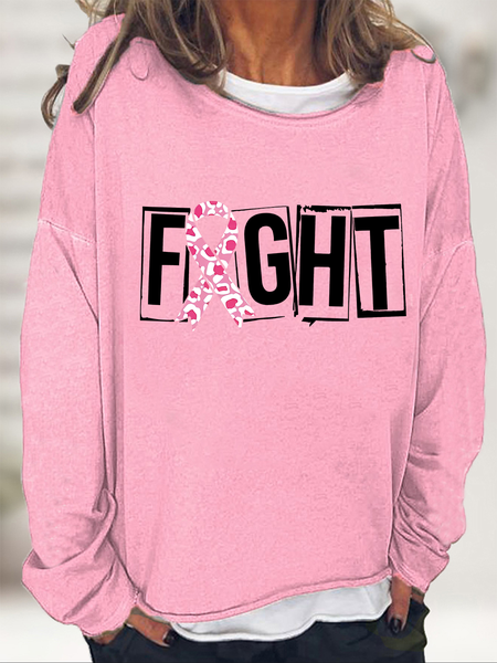 

Breast Cancer Fight Cancer Crew Neck Casual Sweatshirt, Pink, Hoodies&Sweatshirts
