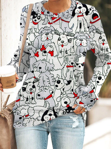 

Casual Crew Neck Animal Sweatshirt, White, Hoodies & Sweatshirts