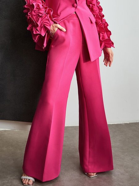 

Regular Fit Elegant Pocket Stitching Pants, Deep pink, Pants
